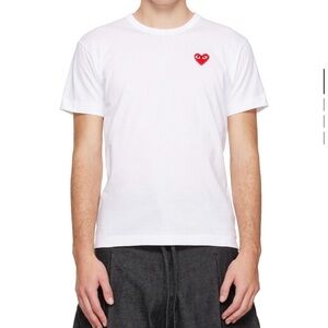 Comme des Garcons PLAY White Tee with Red Heart Emblem